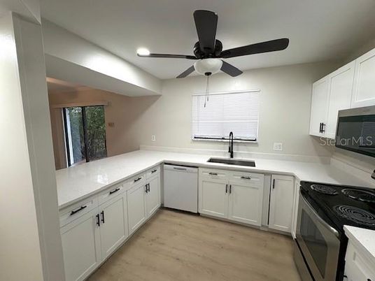 Interior, Kitchen, Recessed Lighting, Wood Texture Flooring