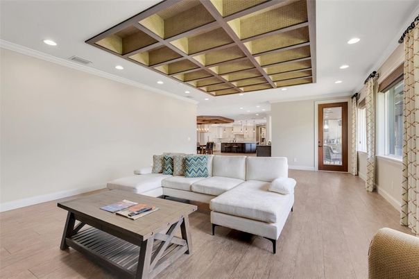 Interior, Kitchen, Living room, Recessed Lighting, Wood Texture Flooring