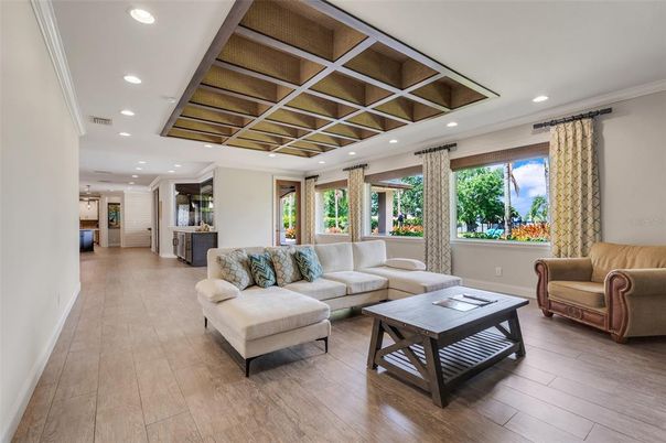 Interior, Living room, Recessed Lighting, Wood Texture Flooring