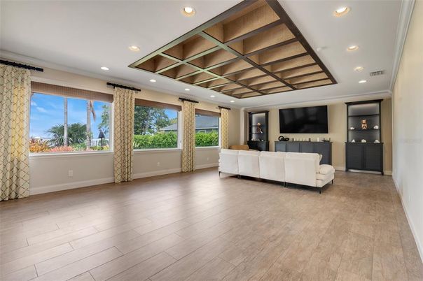 Interior, Living room, Recessed Lighting, Wood Texture Flooring