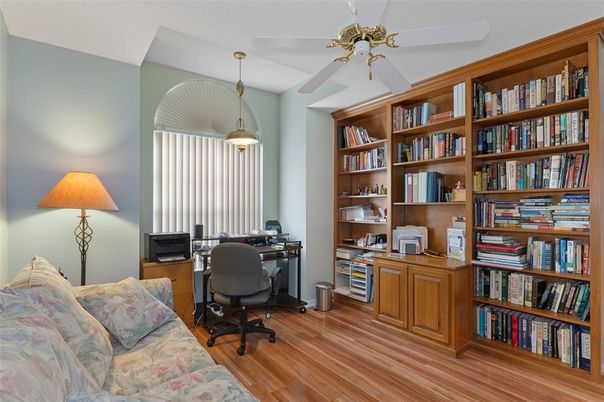 Home Office, Interior, Pendant Lights, Wood Texture Flooring
