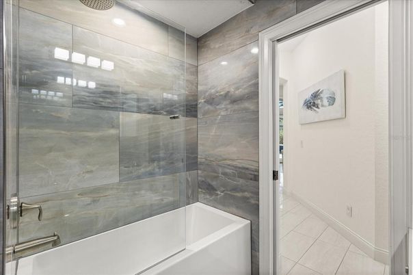 Bathroom, Glass Shower, Interior, Recessed Lighting