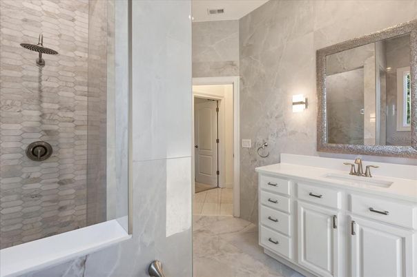 Bathroom, Glass Shower, Interior, Stone Walls