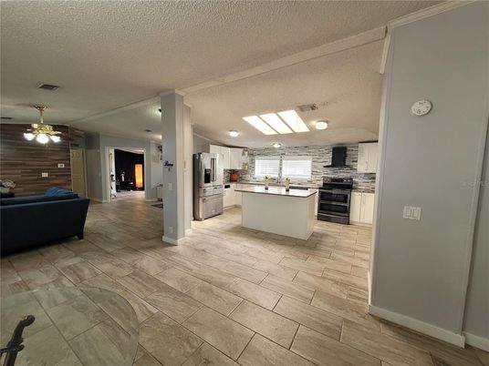 Interior, Kitchen, Living room, Stainless Steel Appliances, Wood Texture Flooring