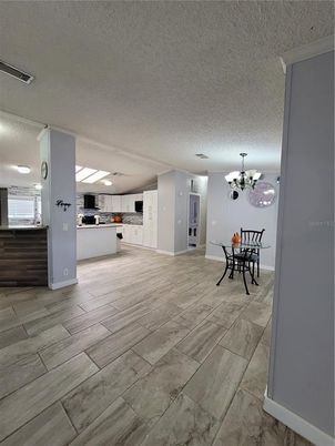 Chandelier, Dining room, Interior, Kitchen, Pendant Lights, Wood Texture Flooring