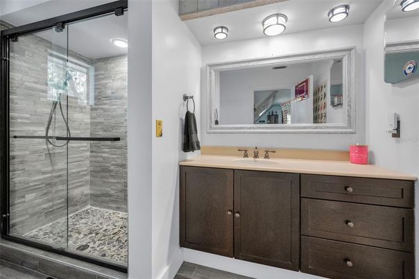 Bathroom, Glass Shower, Interior, Recessed Lighting