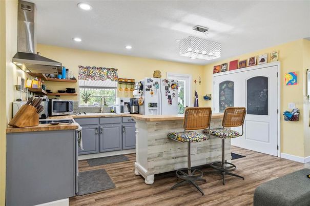 Interior, Kitchen, Recessed Lighting, Wood Texture Flooring