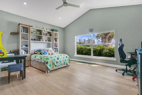 Bedroom, Home Office, Interior, Recessed Lighting, Wood Texture Flooring