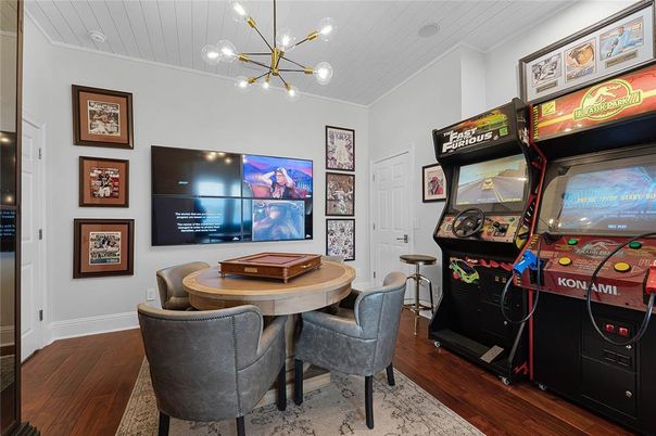 Game Room, Interior, Pendant Lights, Wood Texture Flooring