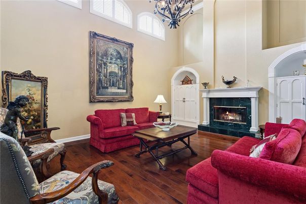 Chandelier, Fireplace, Interior, Living room, Wood Texture Flooring