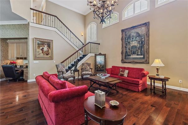 Chandelier, Interior, Living room, Wood Texture Flooring