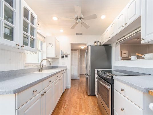 Interior, Kitchen, Recessed Lighting, Wood Texture Flooring