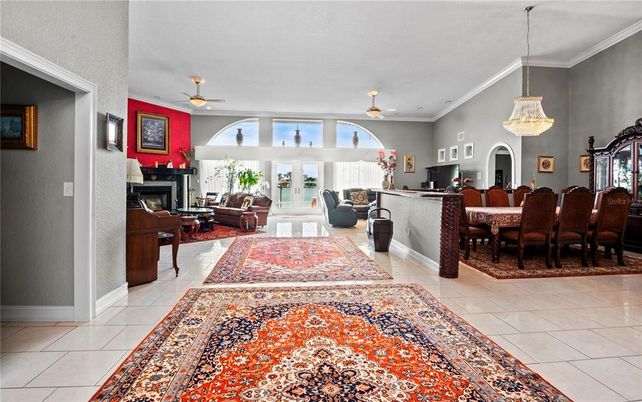 Dining room, Fireplace, Interior, Living room, Pendant Lights, Piano