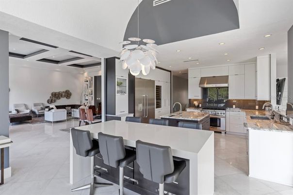 Interior, Kitchen, Living room, Pendant Lights, Recessed Lighting, Stainless Steel Appliances