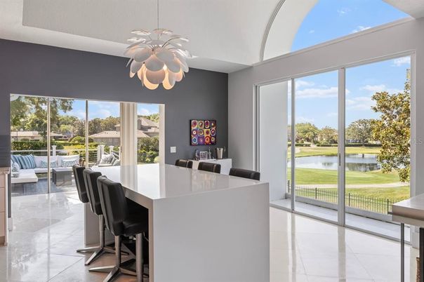 Dining room, Interior, Pendant Lights, Water
