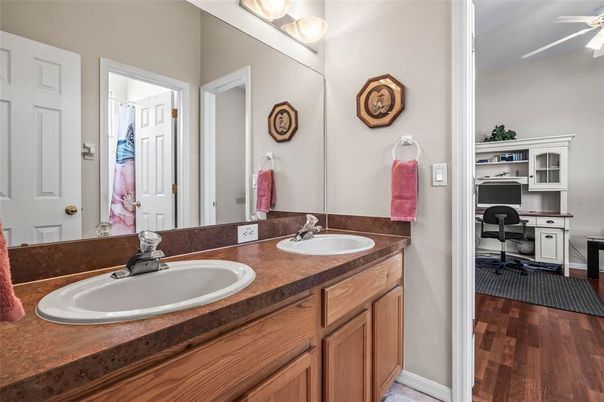 Bathroom, Dual Sink Vanities, Interior, Wood Texture Flooring