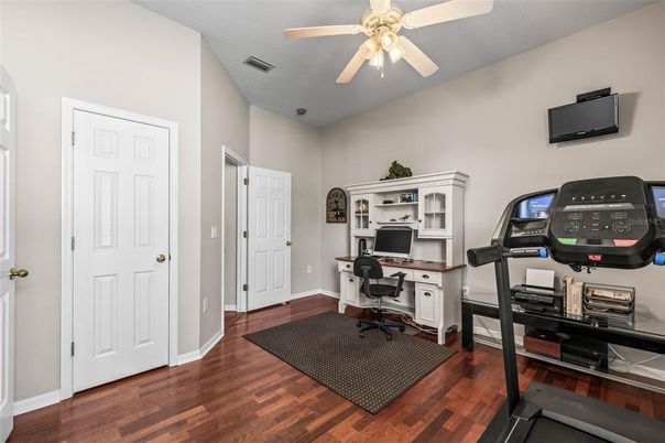 Fitness Equipment, Home Office, Interior, Wood Texture Flooring
