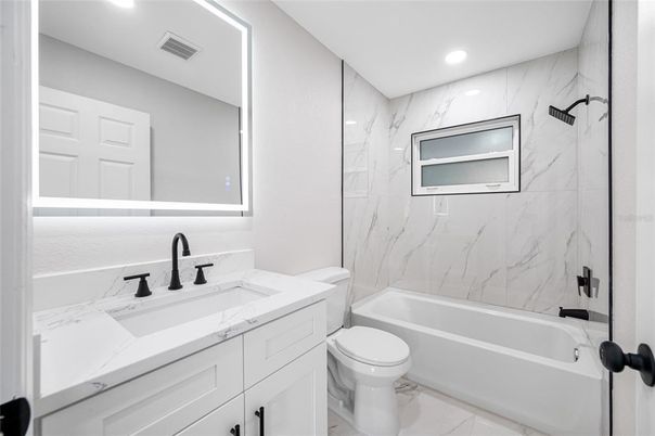 Bathroom, Interior, Marble, Marble Walls, Recessed Lighting