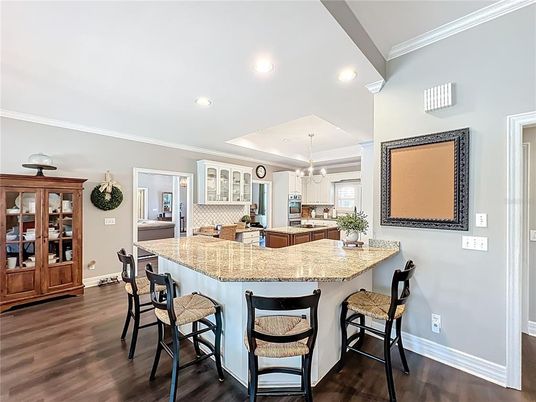 Interior, Kitchen, Pendant Lights, Recessed Lighting, Wood Texture Flooring