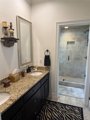 Bathroom, Dual Sink Vanities, Glass Shower, Interior