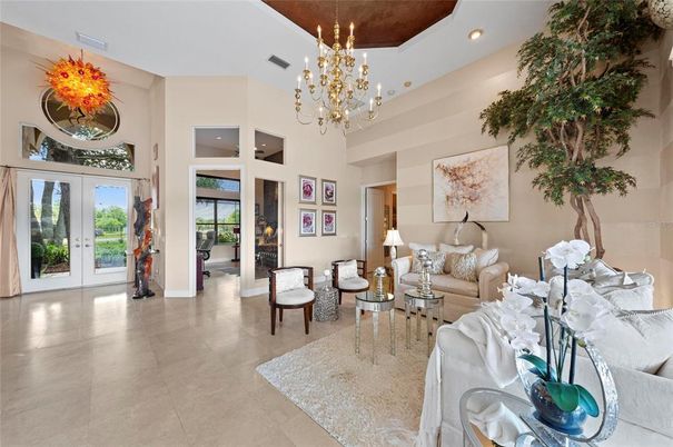 Chandelier, Interior, Living room, Recessed Lighting