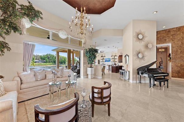 Chandelier, Interior, Living room, Pendant Lights, Piano, Recessed Lighting