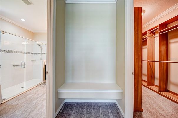 Bathroom, Glass Shower, Interior, Recessed Lighting, Walk-in Closets