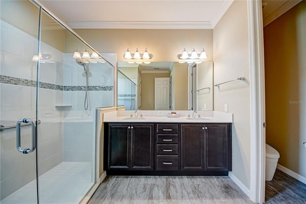Bathroom, Dual Sink Vanities, Glass Shower, Interior