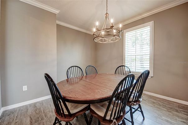 Chandelier, Dining room, Interior, Wood Texture Flooring