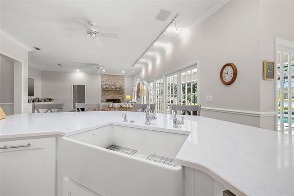 Dining room, Interior, Kitchen, Recessed Lighting, Stone Walls