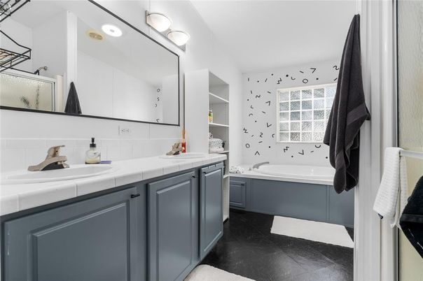 Bathroom, Dual Sink Vanities, Interior, Tile Countertops