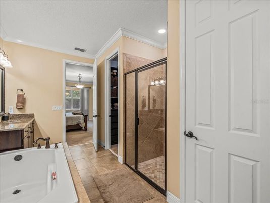 Bathroom, Bedroom, Glass Shower, Interior, Recessed Lighting
