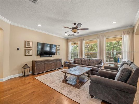 Interior, Living room, Recessed Lighting, Wood Texture Flooring