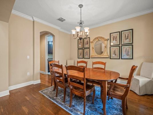 Chandelier, Dining room, Interior, Wood Texture Flooring