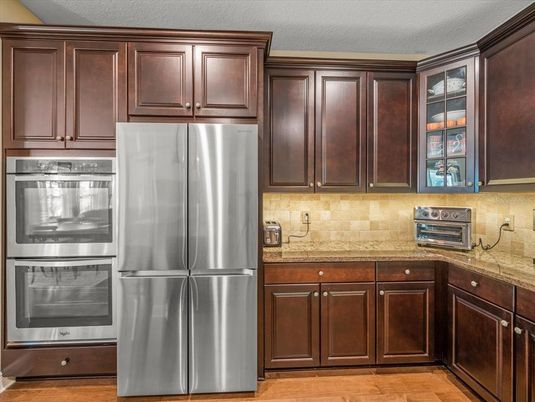 Interior, Kitchen, Stainless Steel Appliances, Wood Texture Flooring