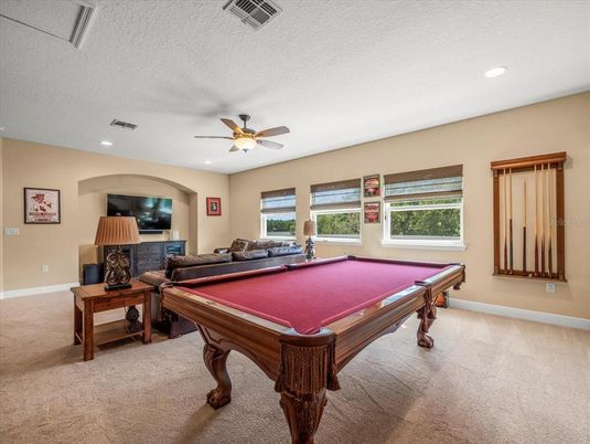 Billiard Table, Game Room, Interior, Recessed Lighting