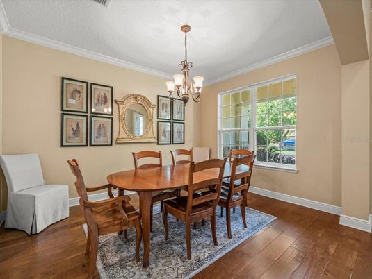 Chandelier, Dining room, Interior, Wood Texture Flooring