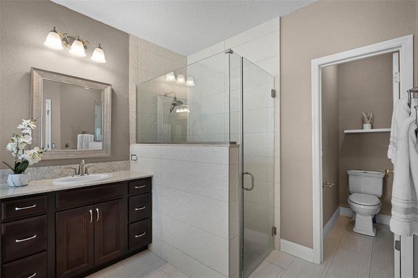 Bathroom, Dual Sink Vanities, Glass Shower, Interior