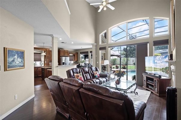 Interior, Kitchen, Living room, Pendant Lights, Recessed Lighting, Stainless Steel Appliances, Wood Texture Flooring