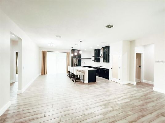 Interior, Kitchen, Pendant Lights, Recessed Lighting, Wood Texture Flooring