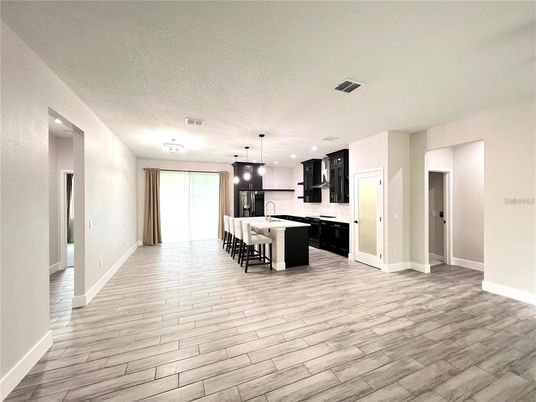 Interior, Kitchen, Pendant Lights, Recessed Lighting, Wood Texture Flooring
