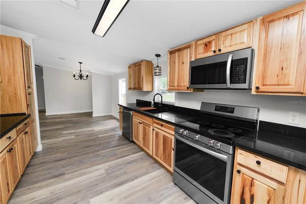 Chandelier, Interior, Kitchen, Wood Texture Flooring