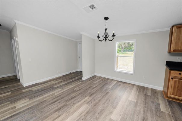 Chandelier, Empty room, Interior, Wood Texture Flooring