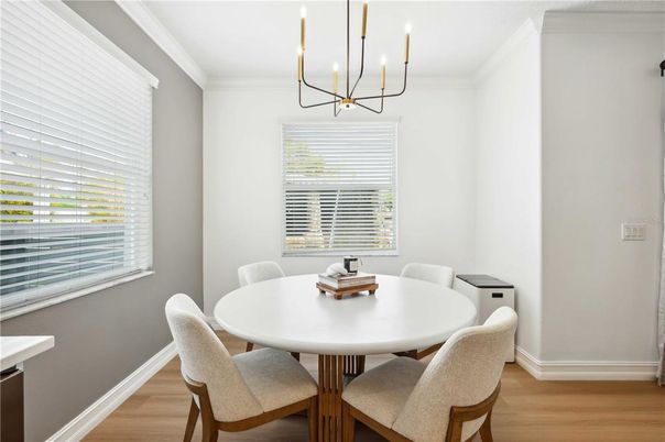 Chandelier, Dining room, Interior, Wood Texture Flooring