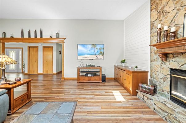 Fireplace, Interior, Stone Walls, Wood Texture Flooring