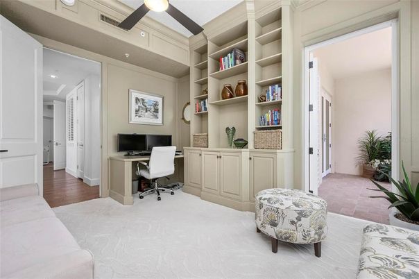Home Office, Interior, Recessed Lighting, Wood Texture Flooring