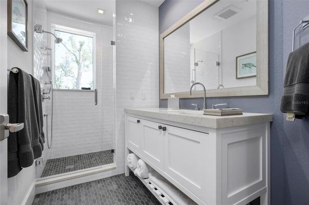 Bathroom, Glass Shower, Interior, Recessed Lighting