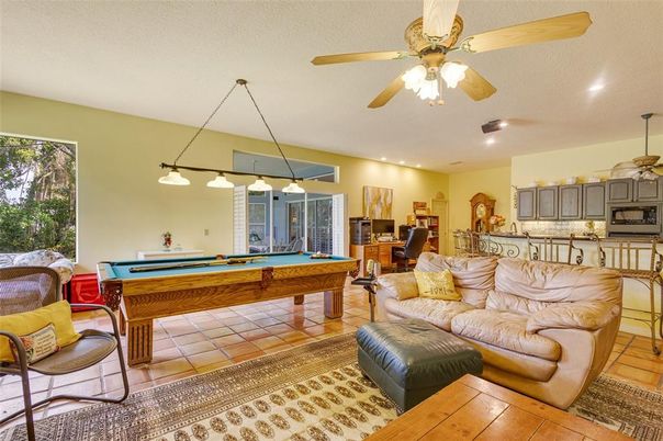 Billiard Table, Game Room, Interior, Pendant Lights, Recessed Lighting