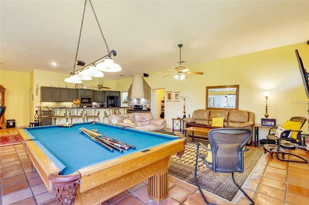 Billiard Table, Game Room, Interior, Kitchen, Living room, Pendant Lights, Recessed Lighting