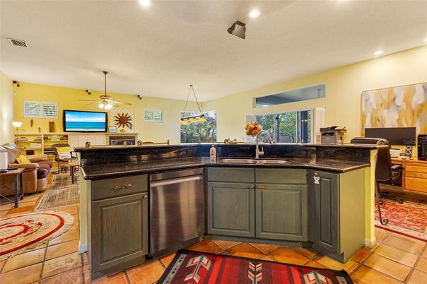 Dining room, Fireplace, Interior, Kitchen, Pendant Lights, Recessed Lighting
